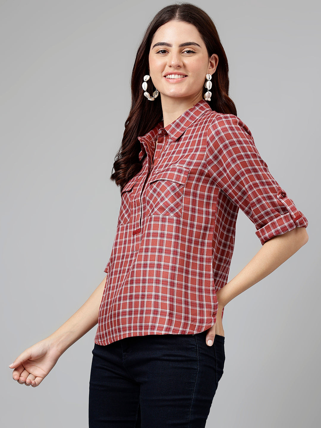 Rust Yarn Dyed Rayon Blouse