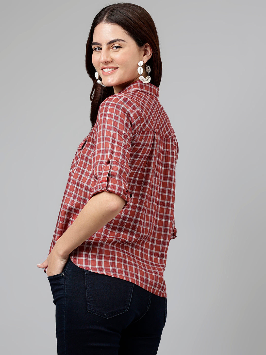 Rust Yarn Dyed Rayon Blouse