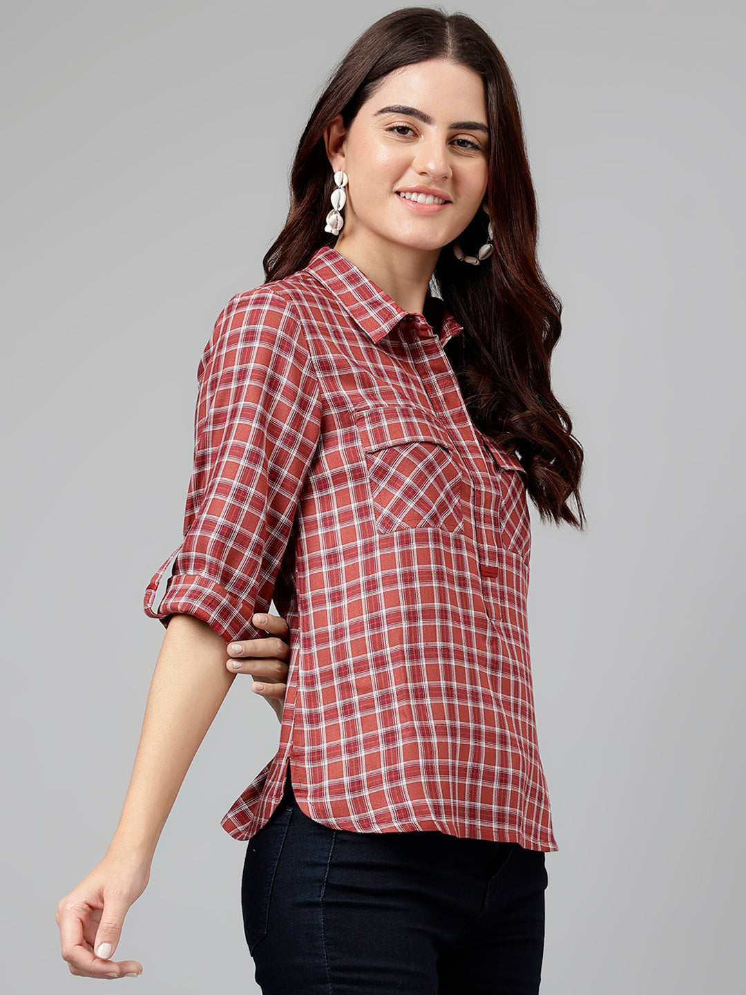 Rust Yarn Dyed Rayon Blouse