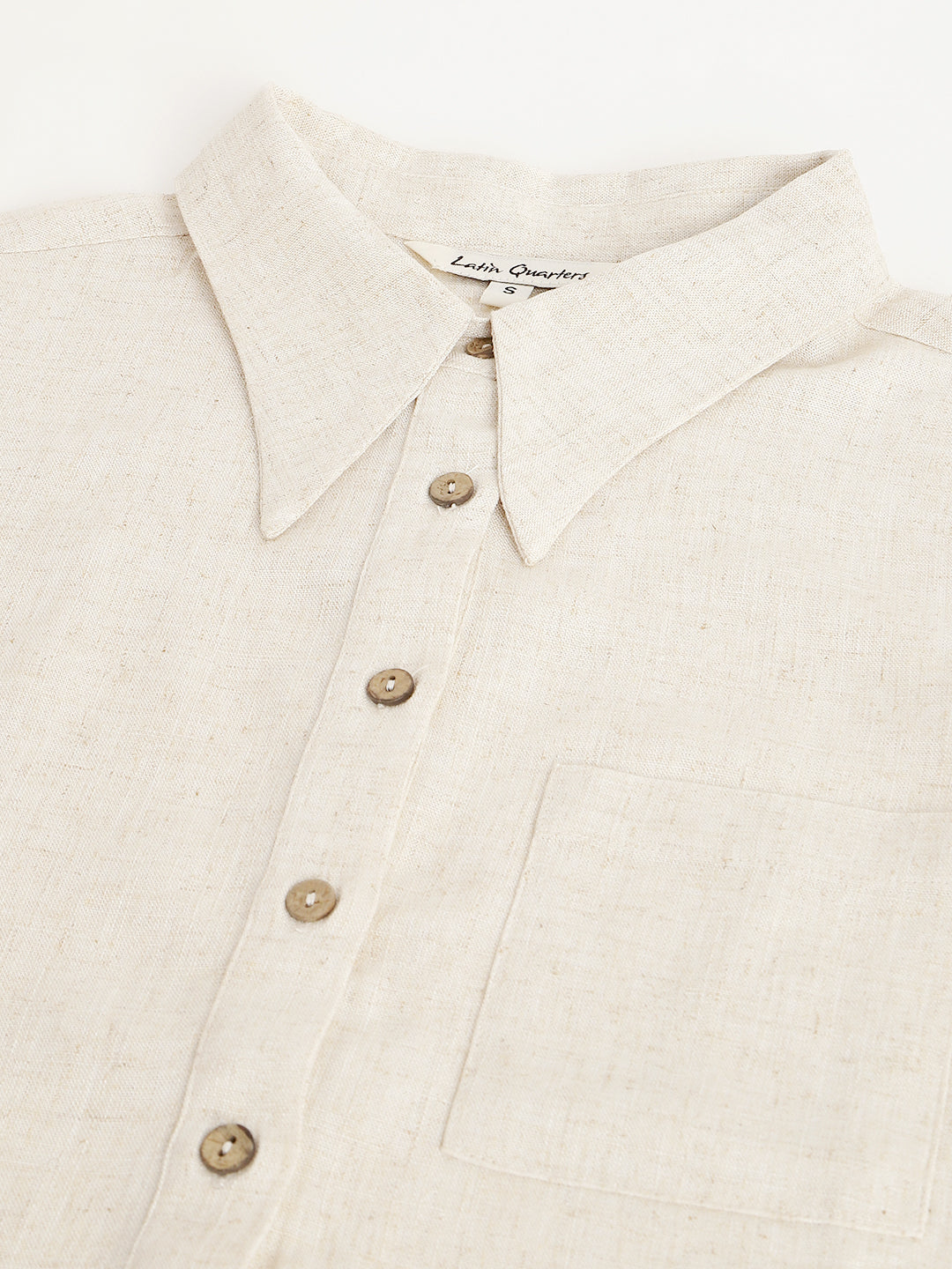 Beige Solid Full Sleeve Casual Shirt