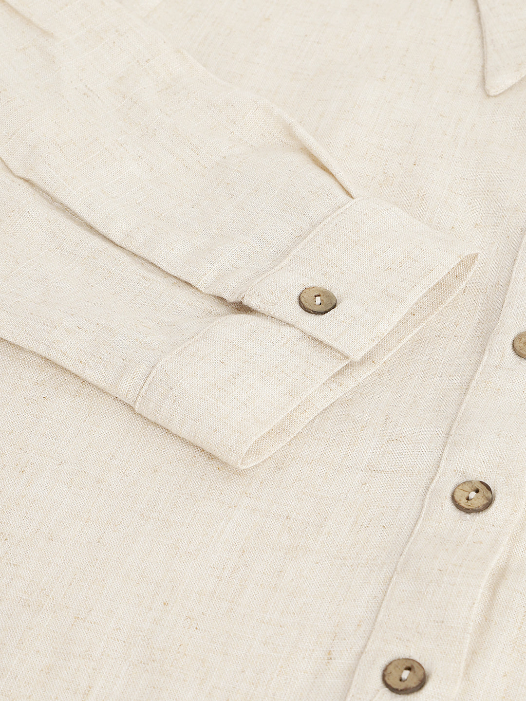 Beige Solid Full Sleeve Casual Shirt