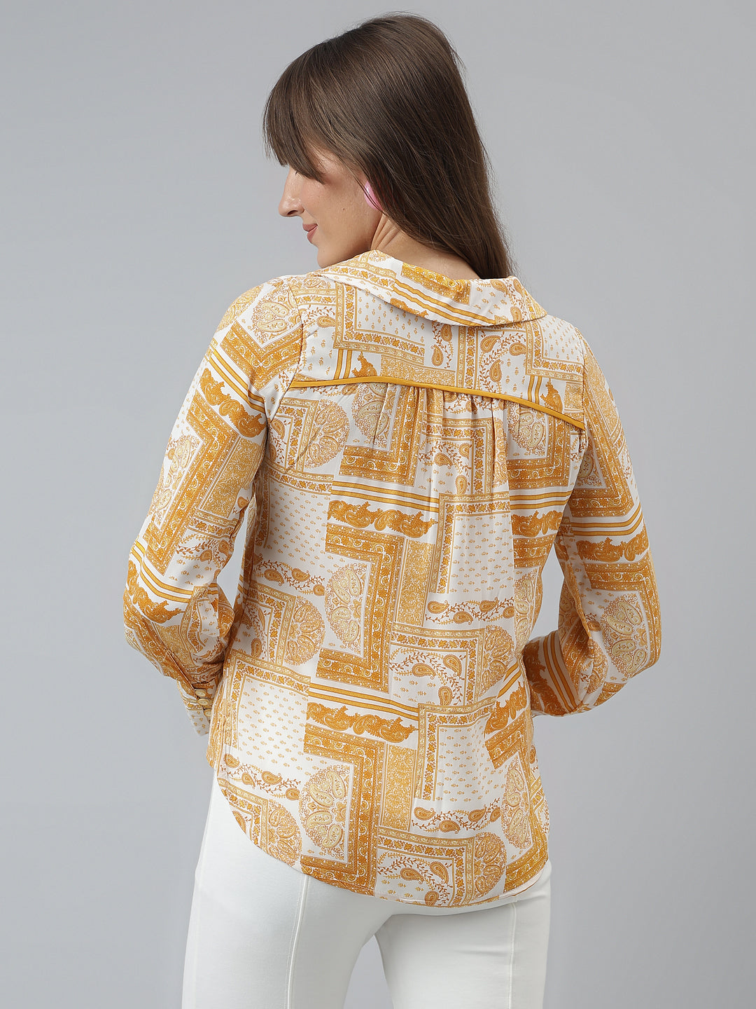 Printed Shirt Casual Full Sleeves Yellow Shirt