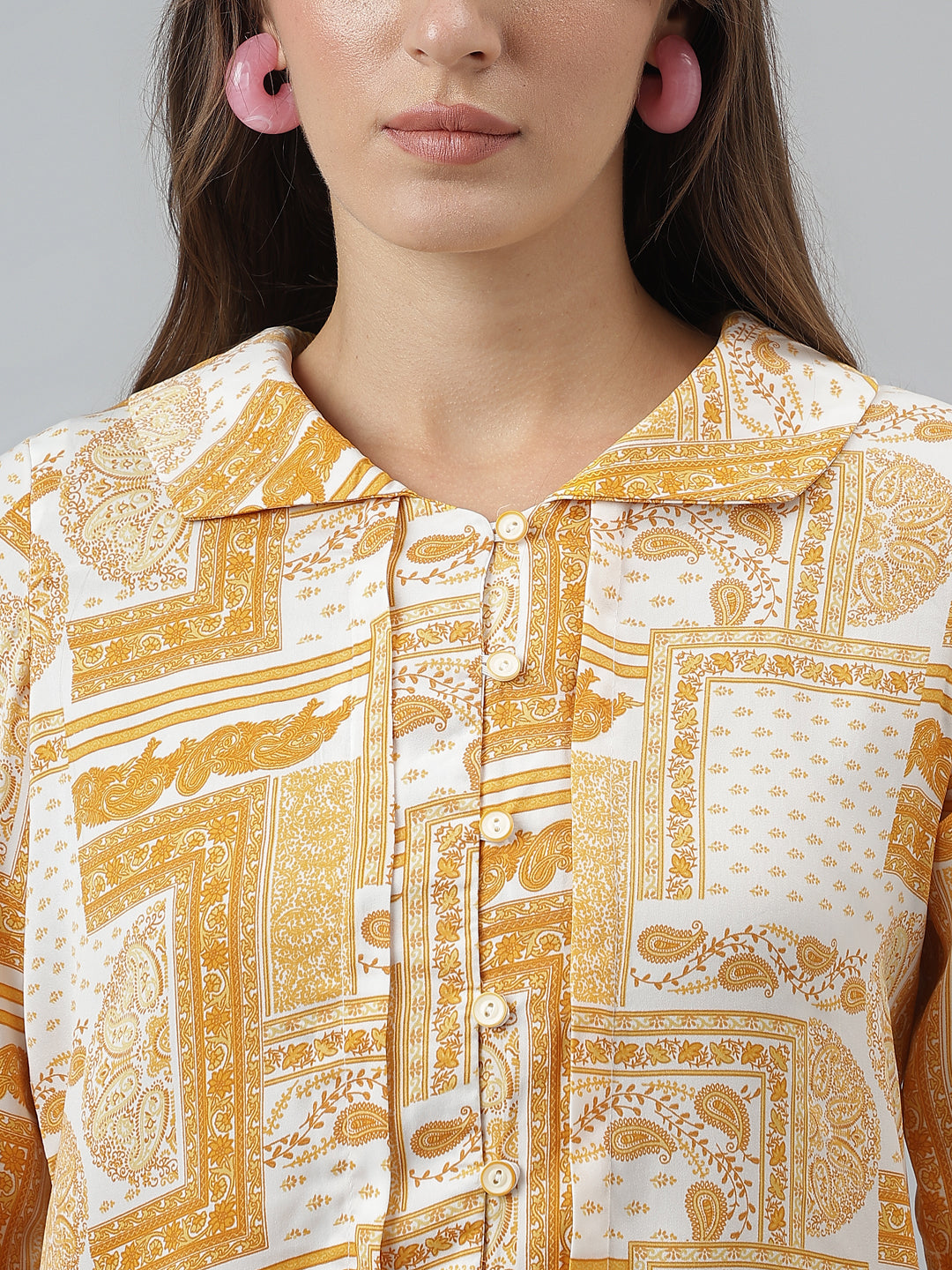 Printed Shirt Casual Full Sleeves Yellow Shirt
