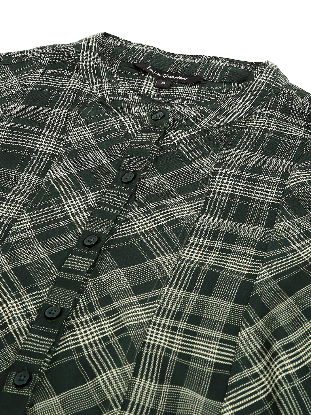 Green Check Half Sleeves Casual Top