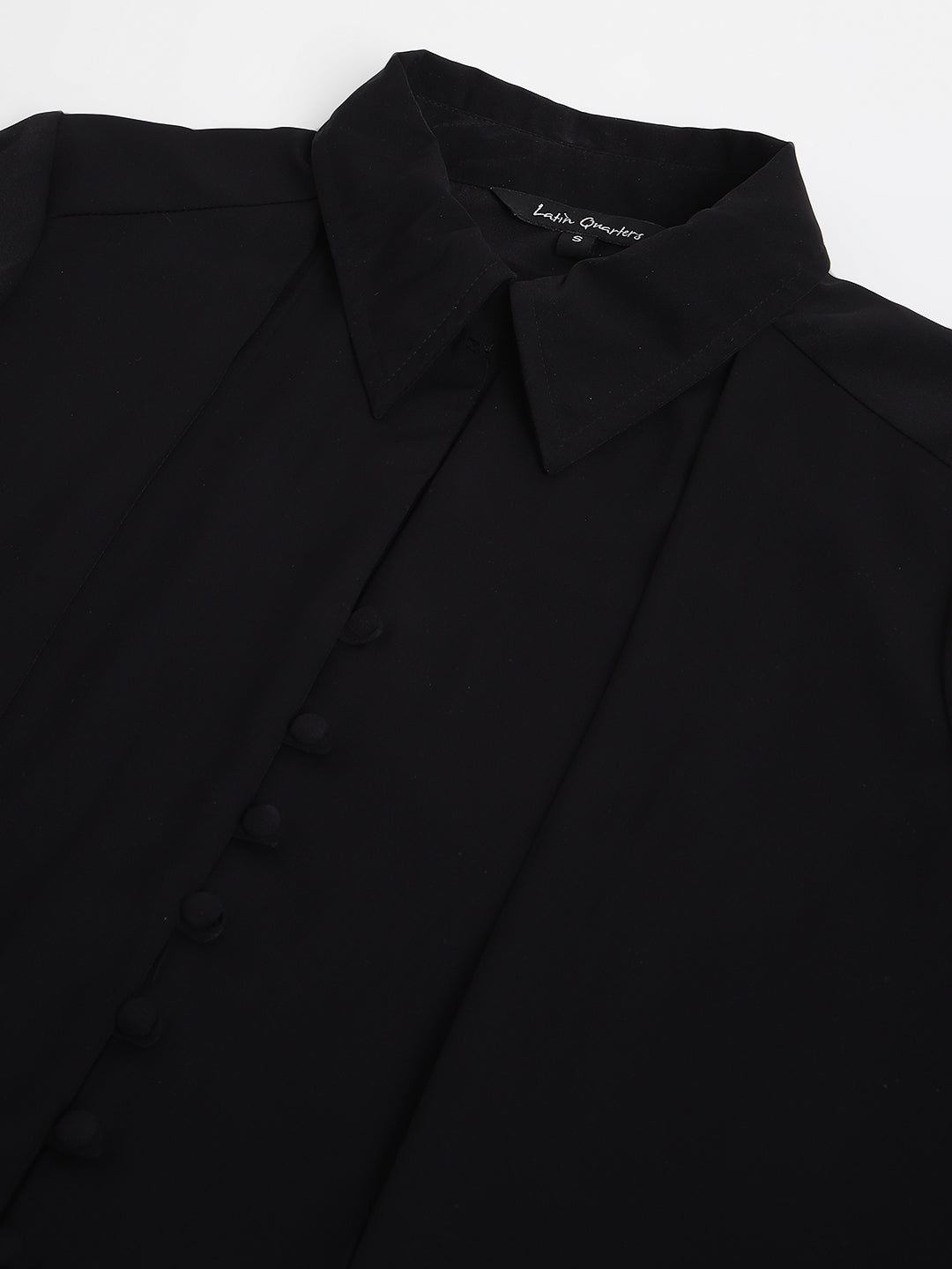 Black Full Sleeve Spread Collar Solid Shirt For Casual Wear
