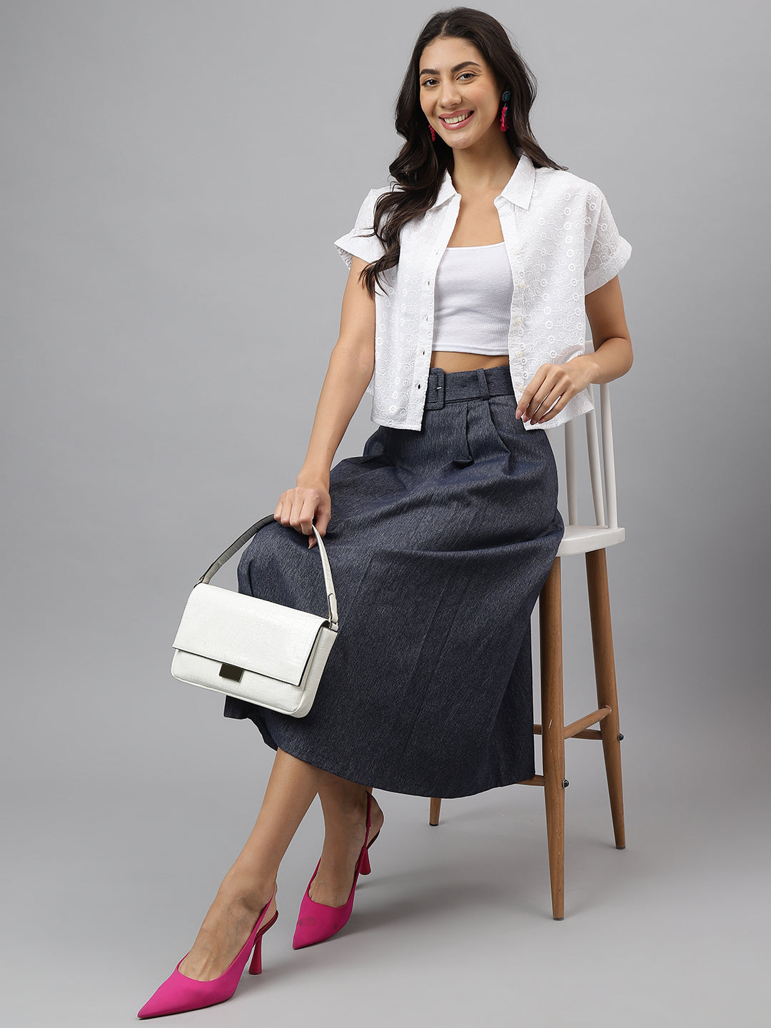 White Solid Half Sleeve Casual Shirt