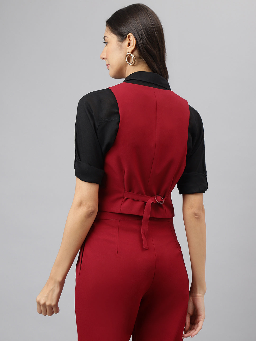 Red Crop Waist Coat