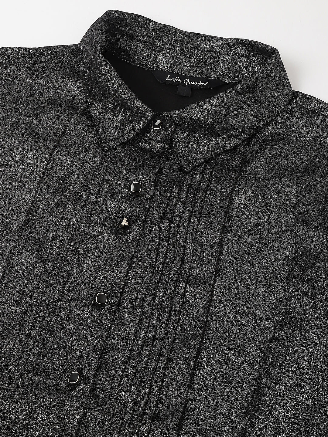 Sophisticated Black Full Sleeve Collar Solid Evening Shirt For Timeless Elegance
