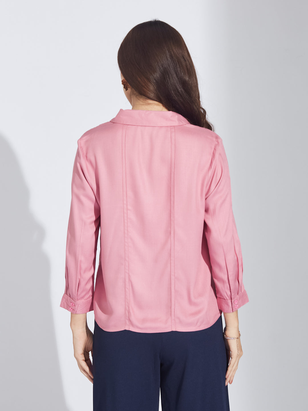 Latin Quarters Women's Pink Rayon Shirt with Pockets