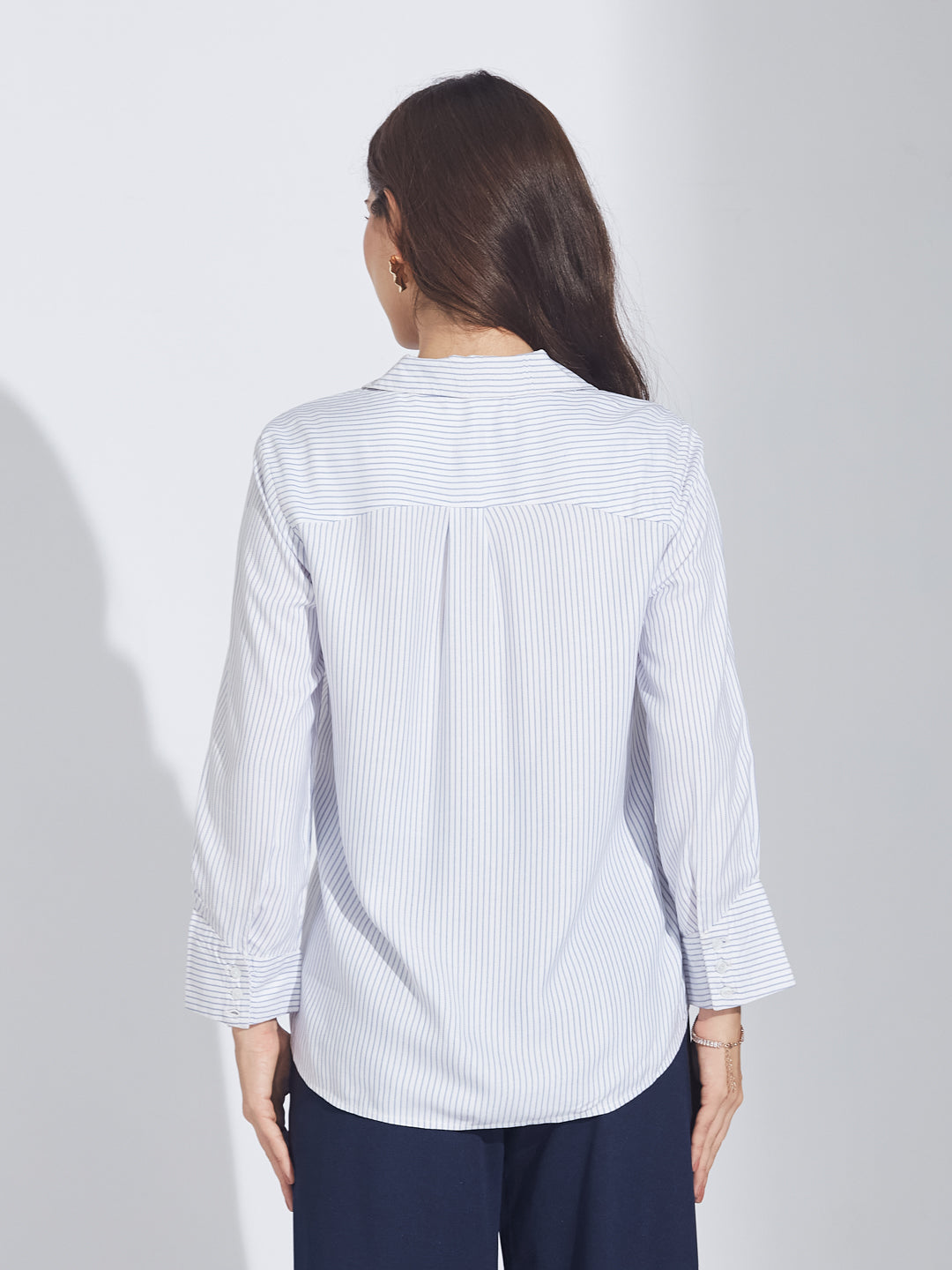 Latin Quarters Women's Blue Striped Shirt