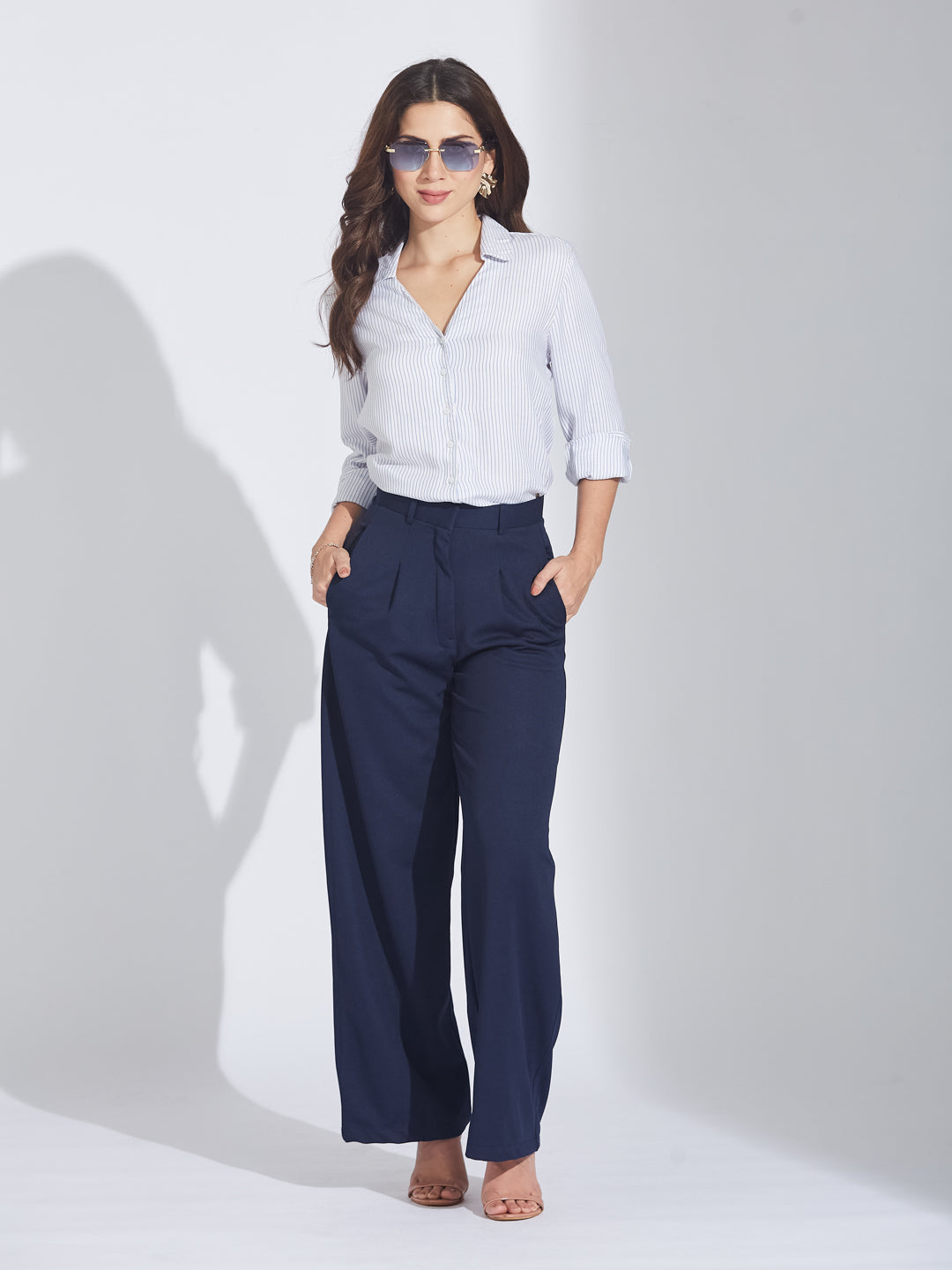 Latin Quarters Women's Blue Striped Shirt