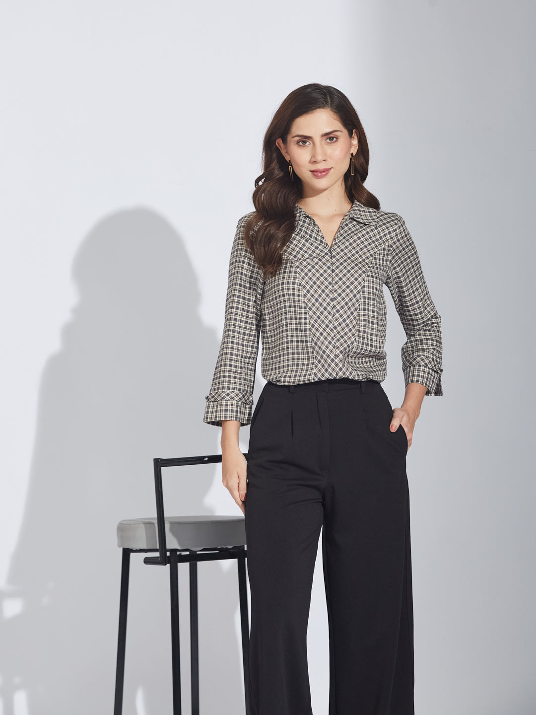 Latin Quarters Women's Brown Check Shirt