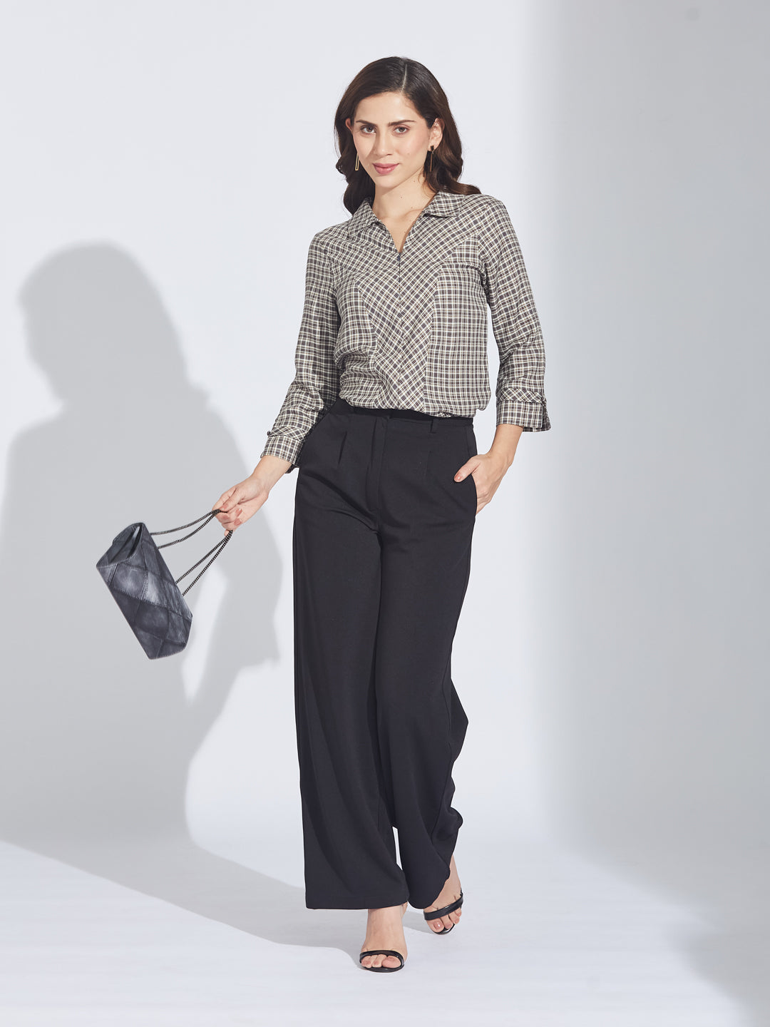 Latin Quarters Women's Brown Check Shirt