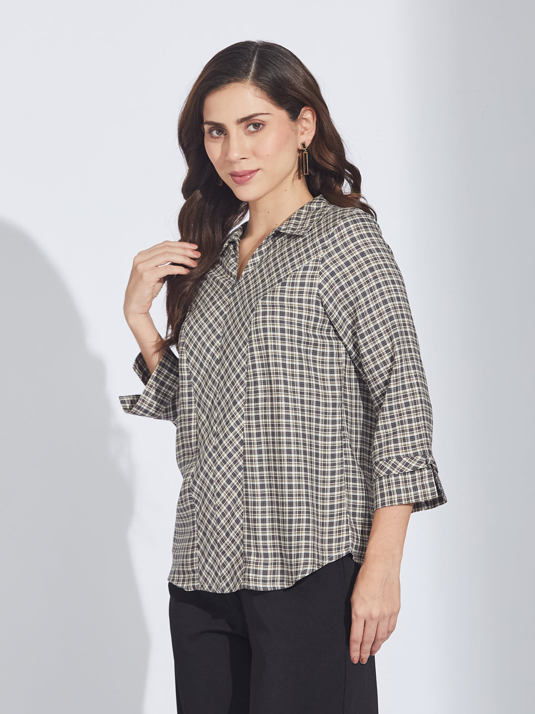 Latin Quarters Women's Brown Check Shirt
