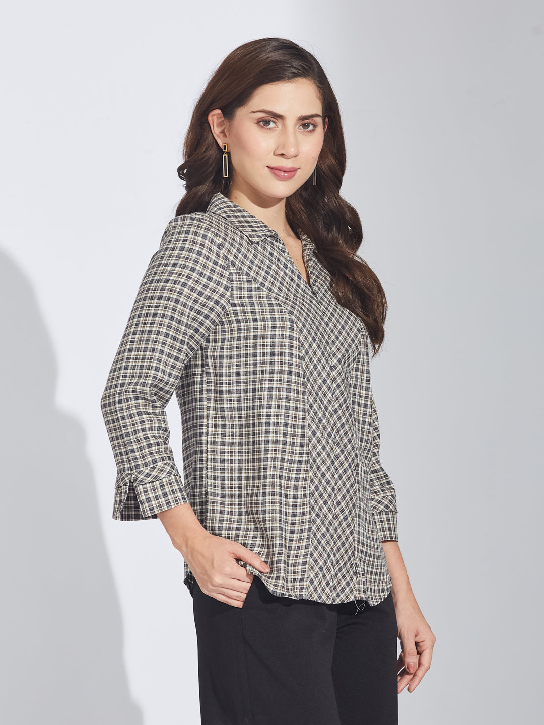Latin Quarters Women's Brown Check Shirt