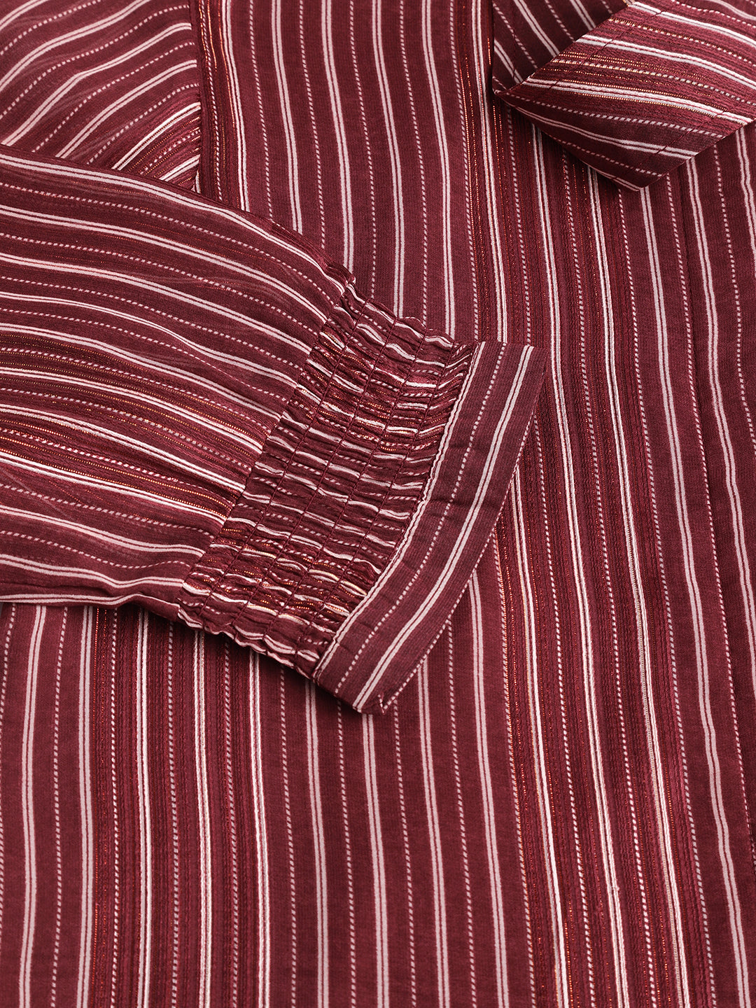 Maroon Solid 3/4 Sleeve Casual Blouse