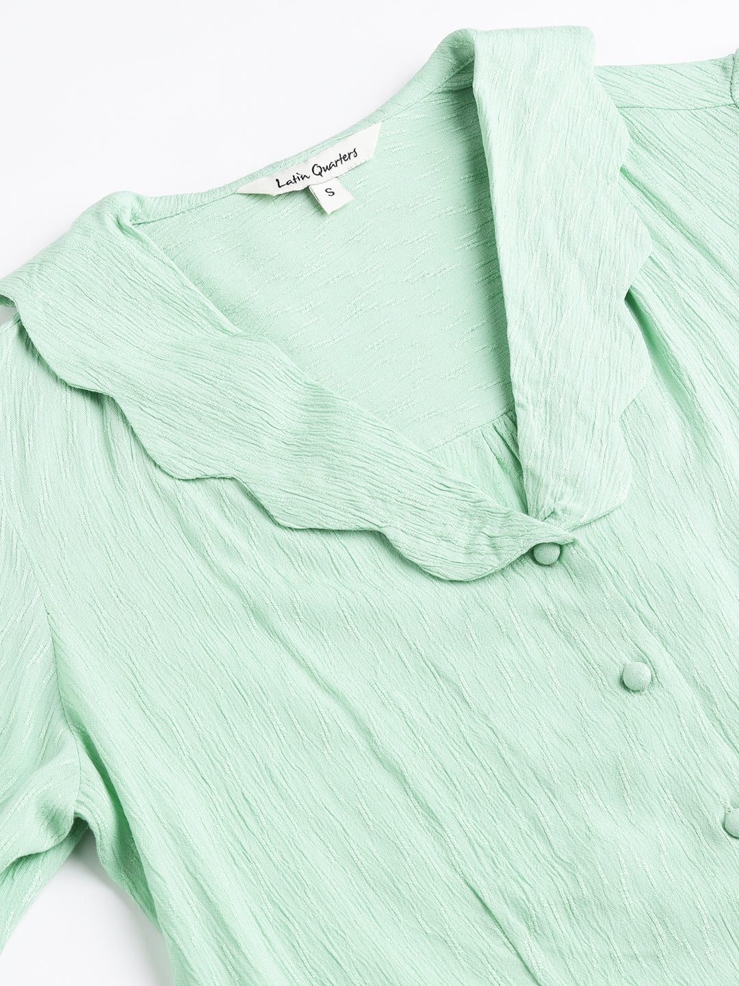 Green Solid 3/4 Sleeve Casual Blouse