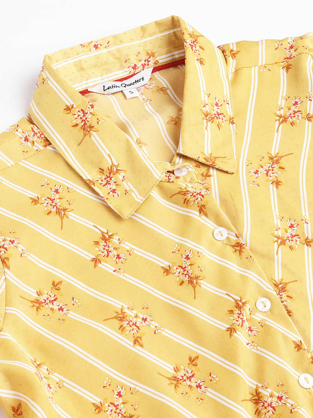 Yellow Printed Half Sleeve Casual Blouse