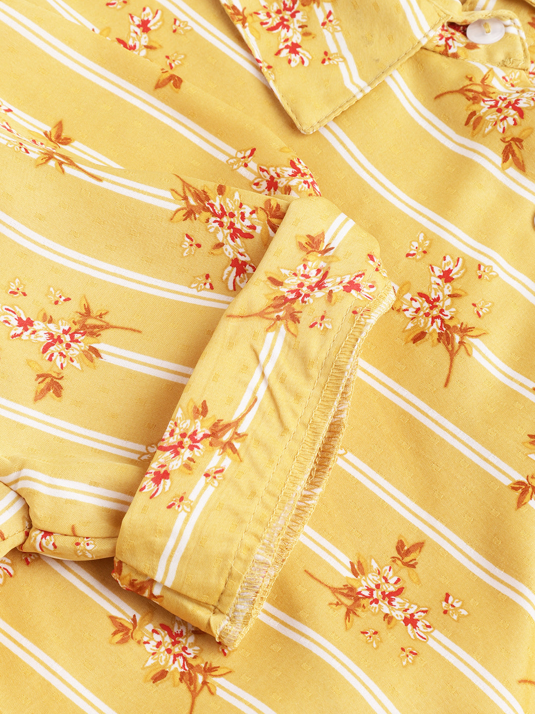Yellow Printed Half Sleeve Casual Blouse