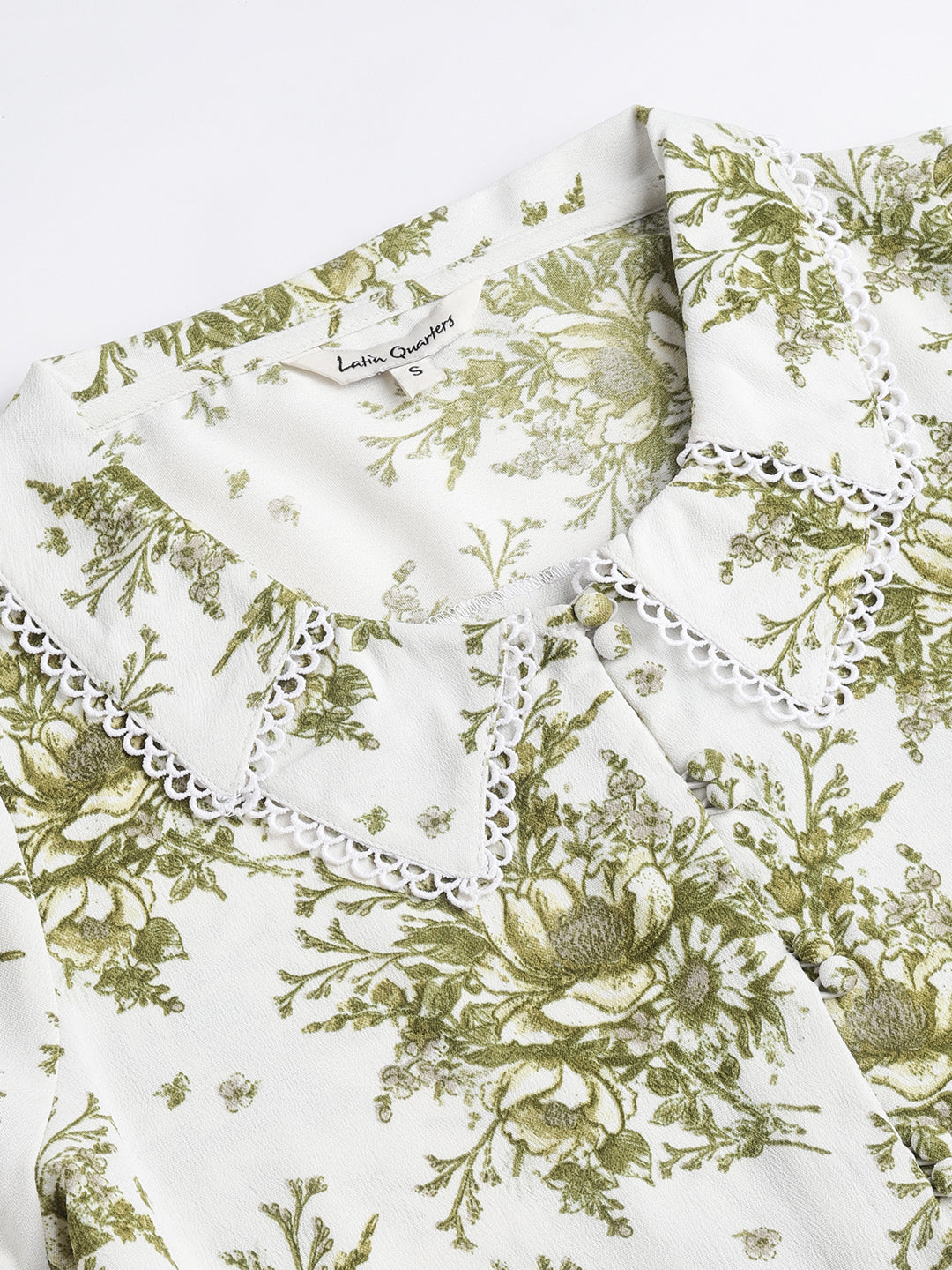 Green Printed Half Sleeves Casual Blouse