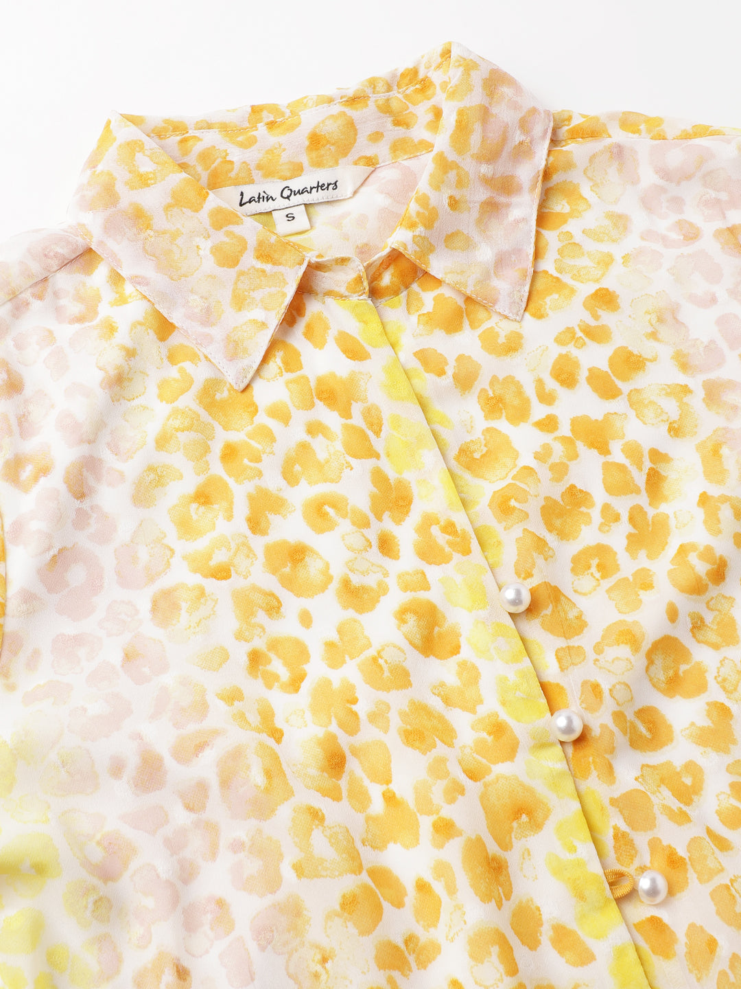 Yellow Full Sleeve Printed Blouse