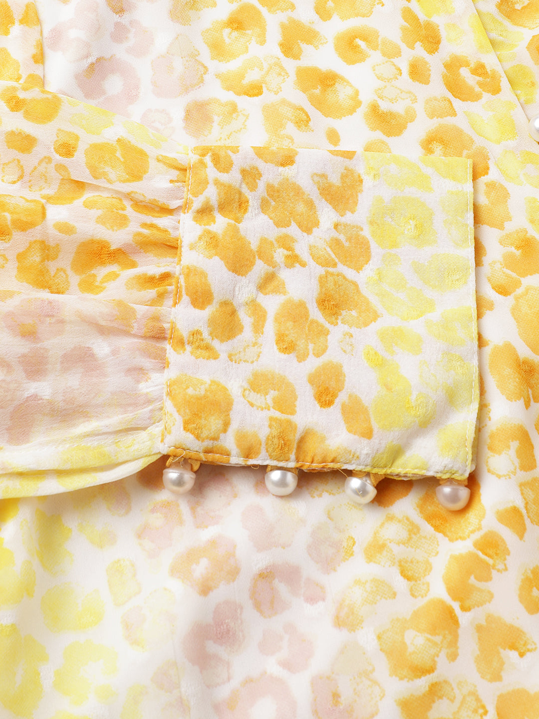 Yellow Full Sleeve Printed Blouse