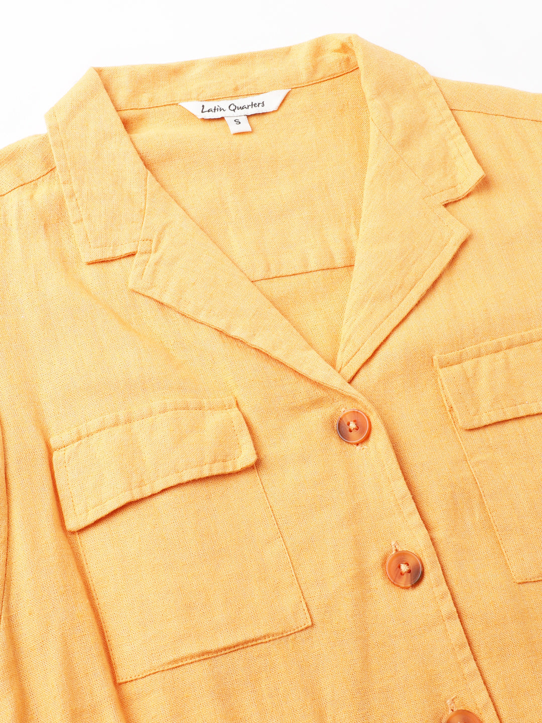 Papaya Cap Sleeve Solid Linen Blouse