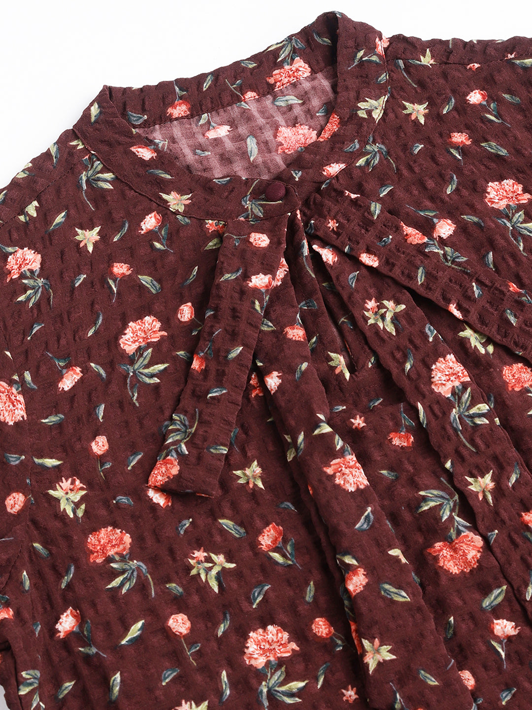 Maroon Printed Half Sleeve Casual Blouse