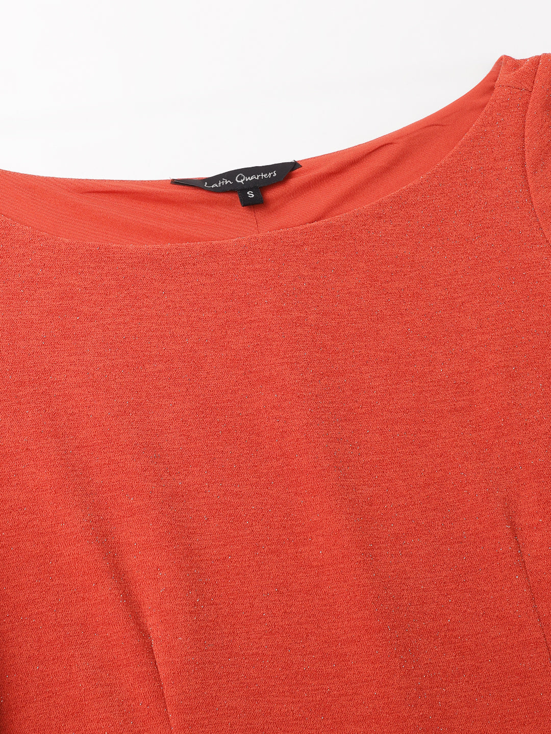 Orange 3/4 Sleeve Solid Dress