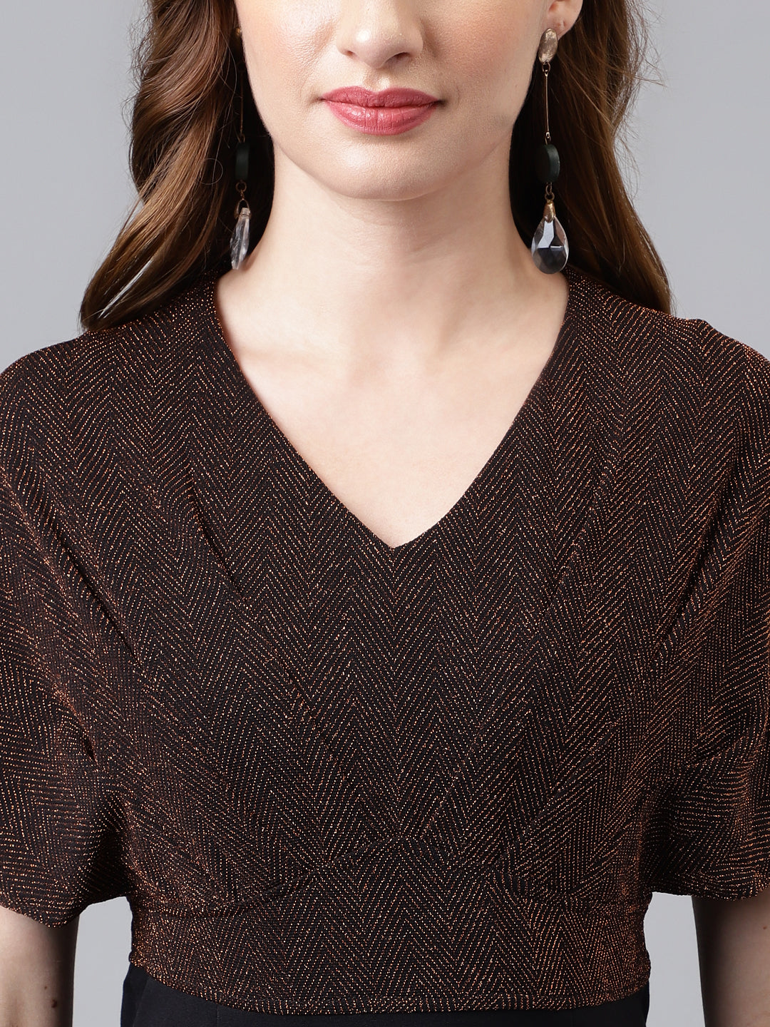 Copper Half Sleeve Solid Long 2 Fir 1 Dress