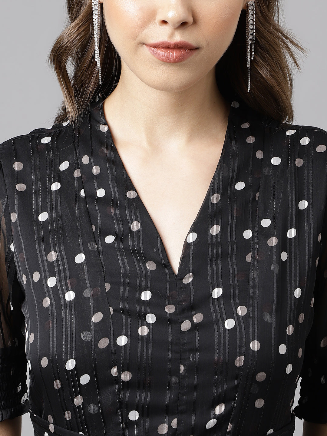 Black Half Sleeve Printed Maxi Dress