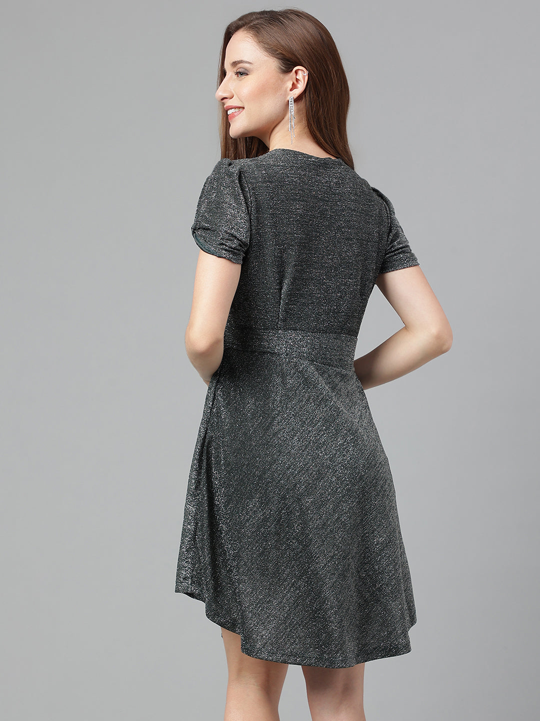 Green Bottle Halfsleeve Solid Dress