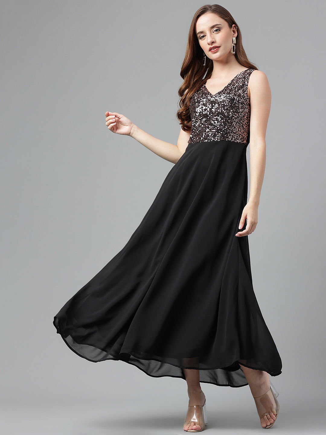 Copper Sleeveless Solid Dress