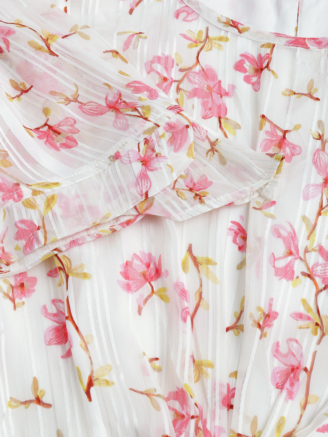 Pink Half Sleeve Printed Maxi Dress