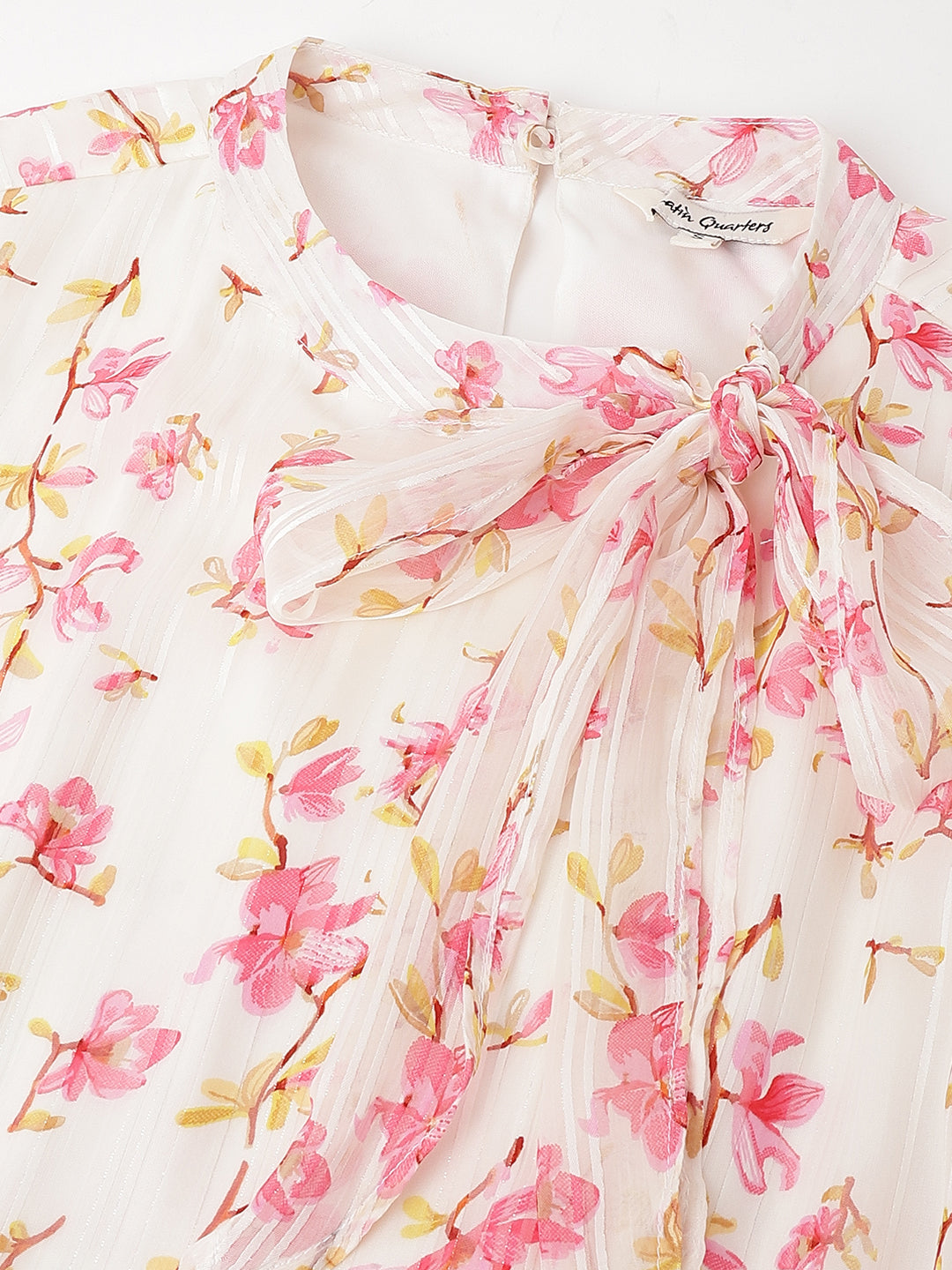 Ivory Half Sleeve Printed A-Line Dress
