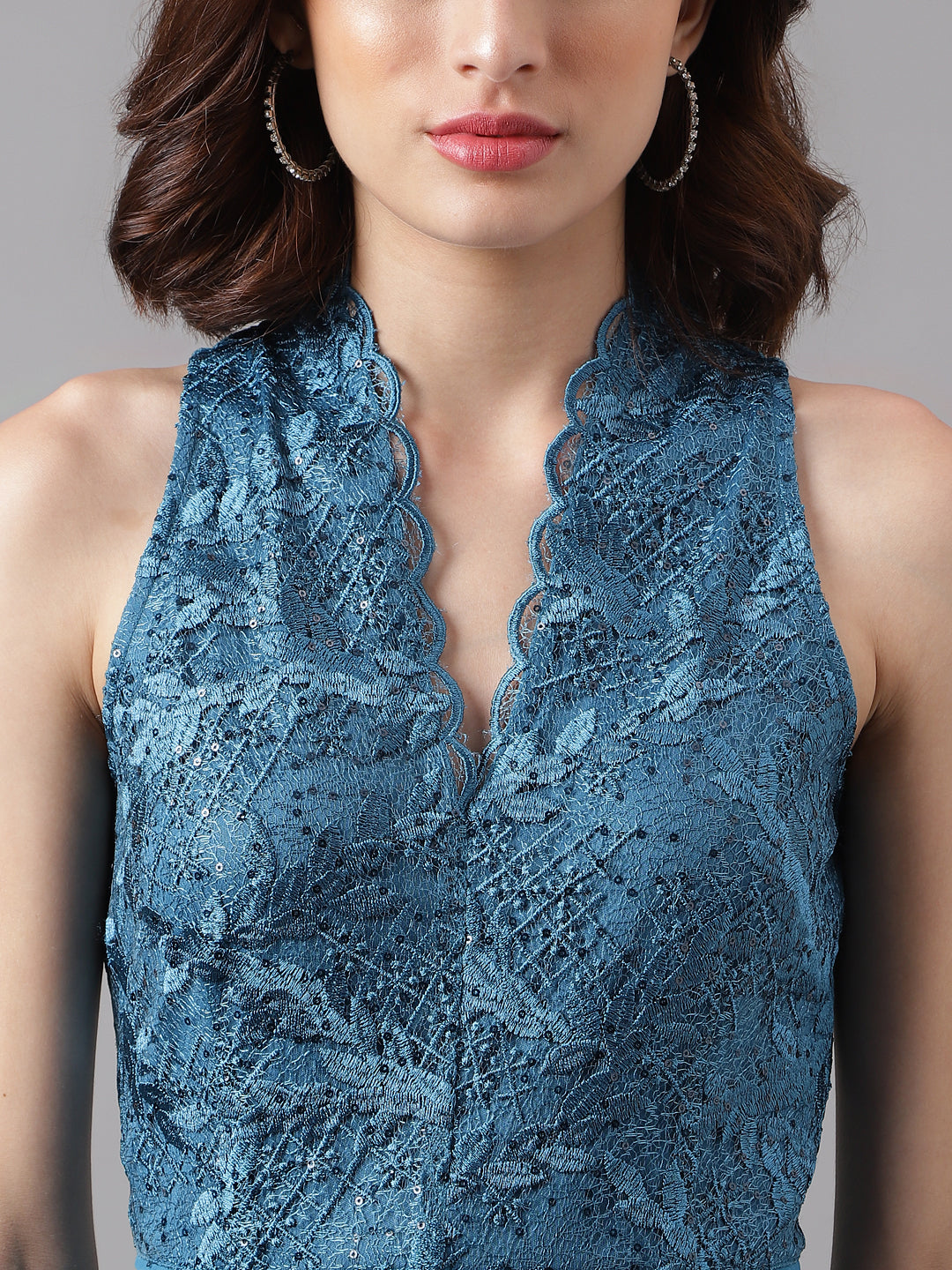 Teal Sleeveless Solid Maxi Dress