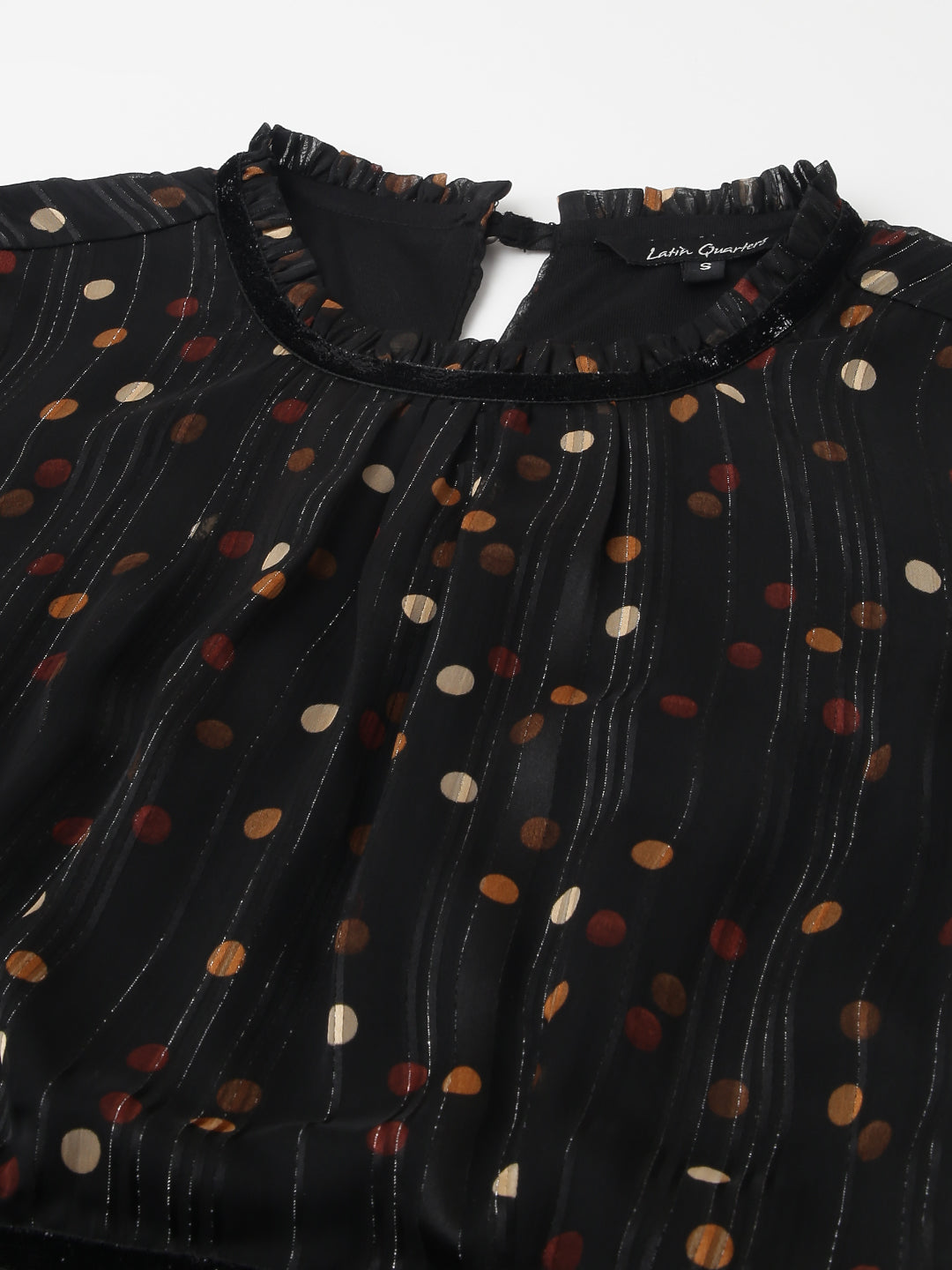 Brown Half Sleeve Printed With Ruffles Dress