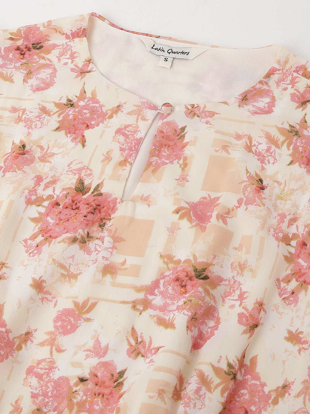 Peach Cap Sleeve Printed Maxi Dress