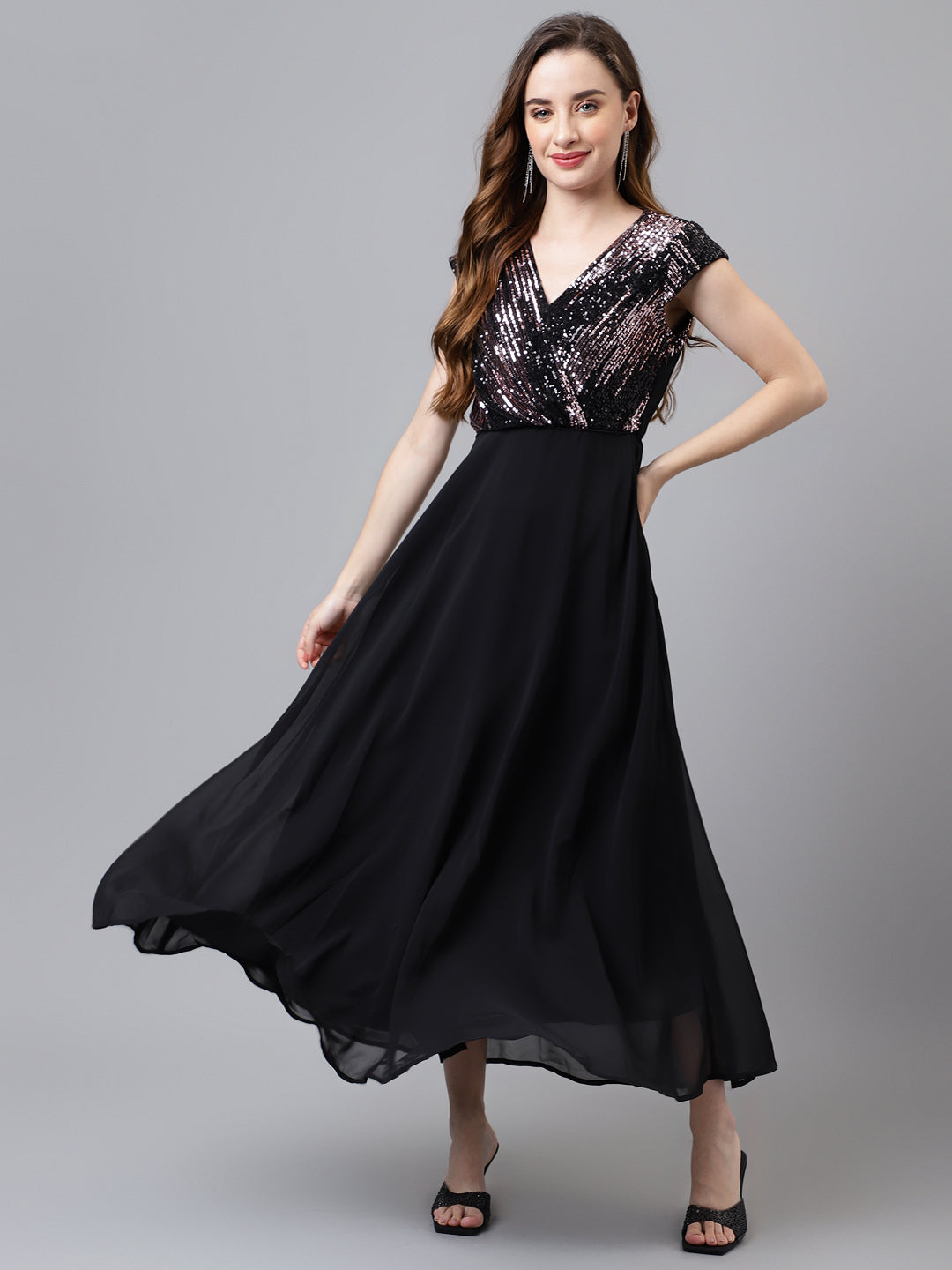 Cap sleeve maxi dress cheap casual