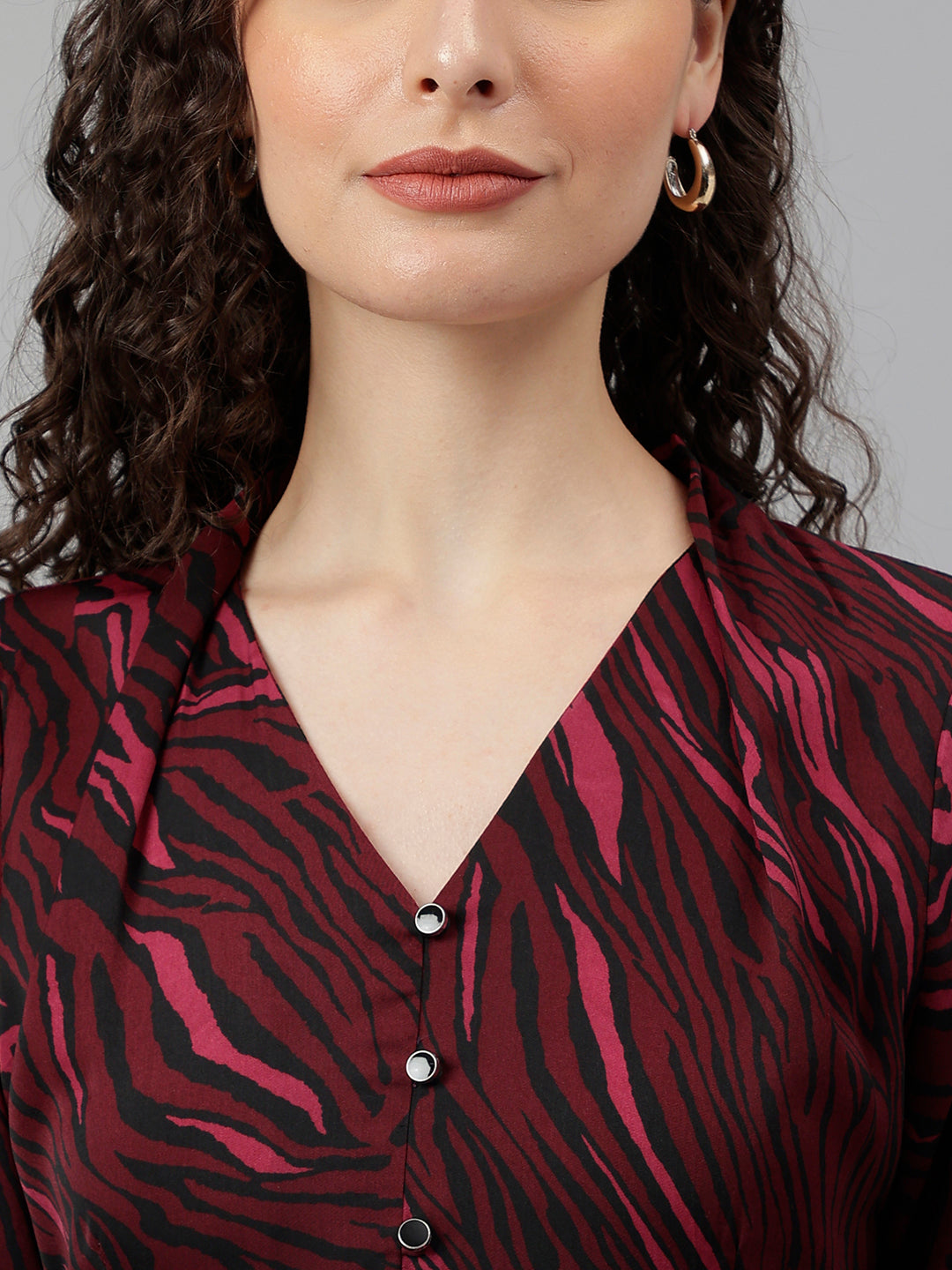Wine 3/4 Sleeve Mix And Match 2 Fir 1 Dress