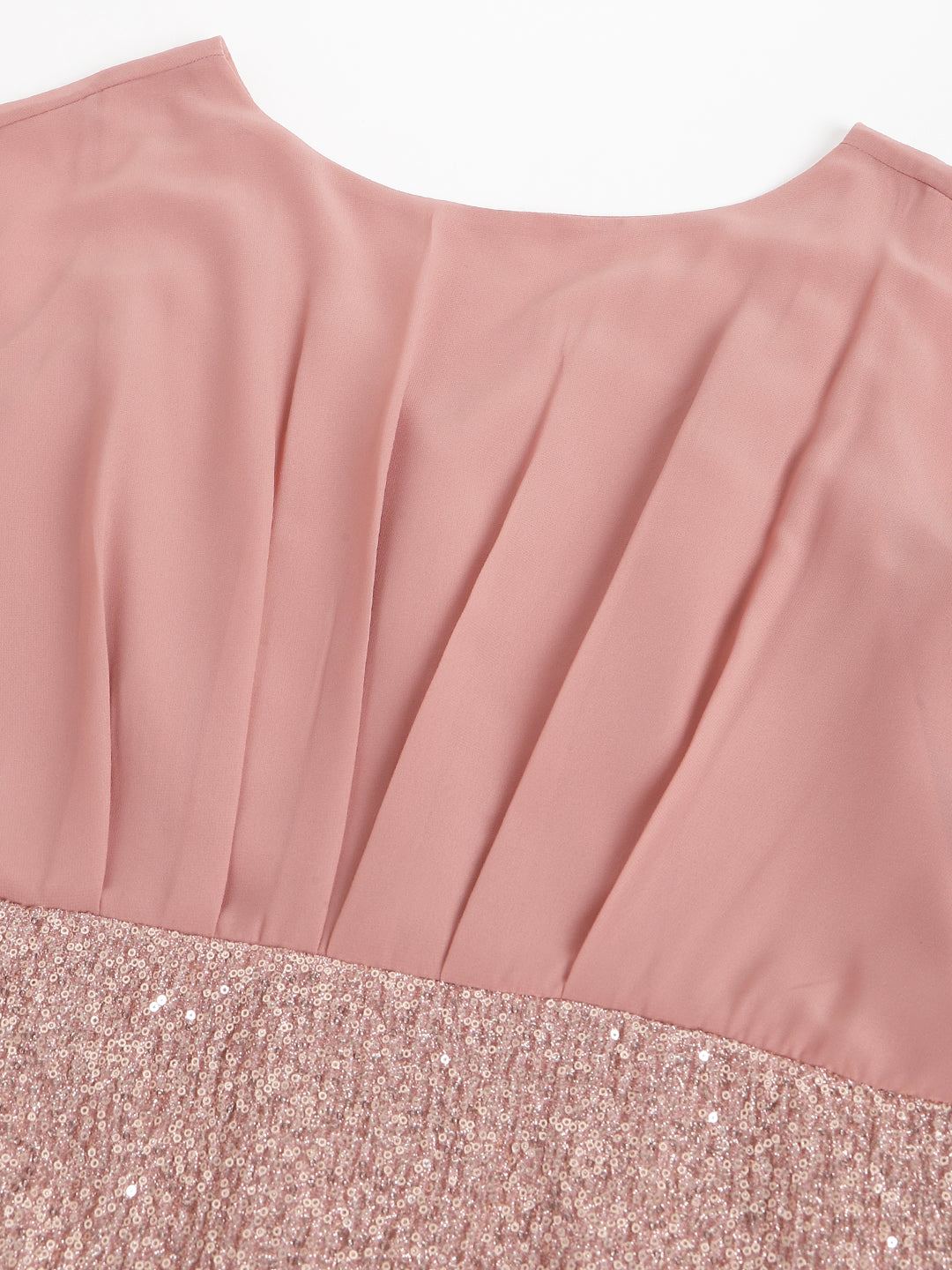 Pink Cap Sleeve Round Neck Solid Bodycon Women Dress For Party Wear