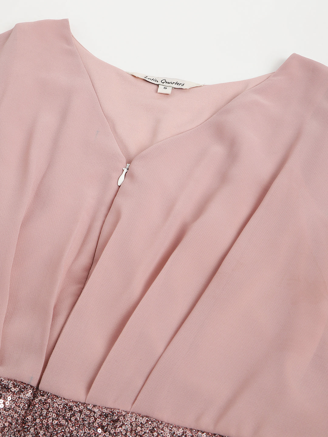 Rose Gold Cap Sleeve V-Neck Solid Bodycon Dress