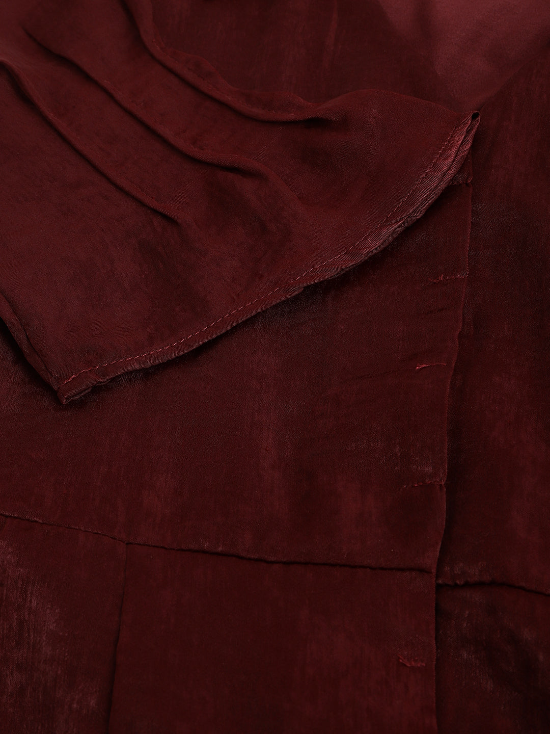 Maroon Half Sleeve Collar Neck Solid Shirt Dress