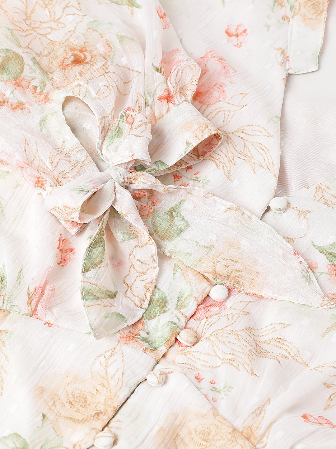 Ivory Half Sleeve V-Neck Floral Print High Low Dress
