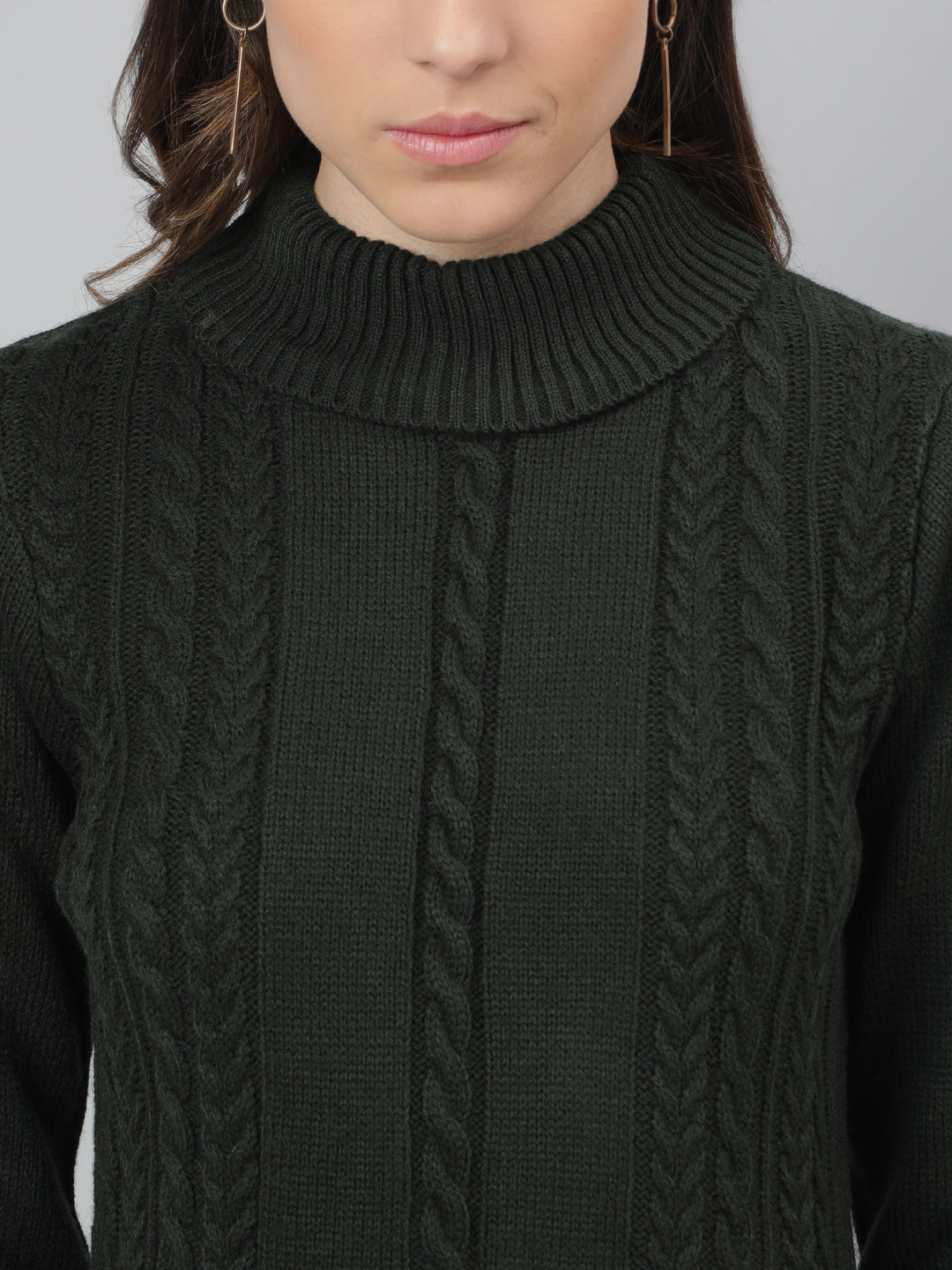 Green Full Sleeve Solid Bodycon Dress