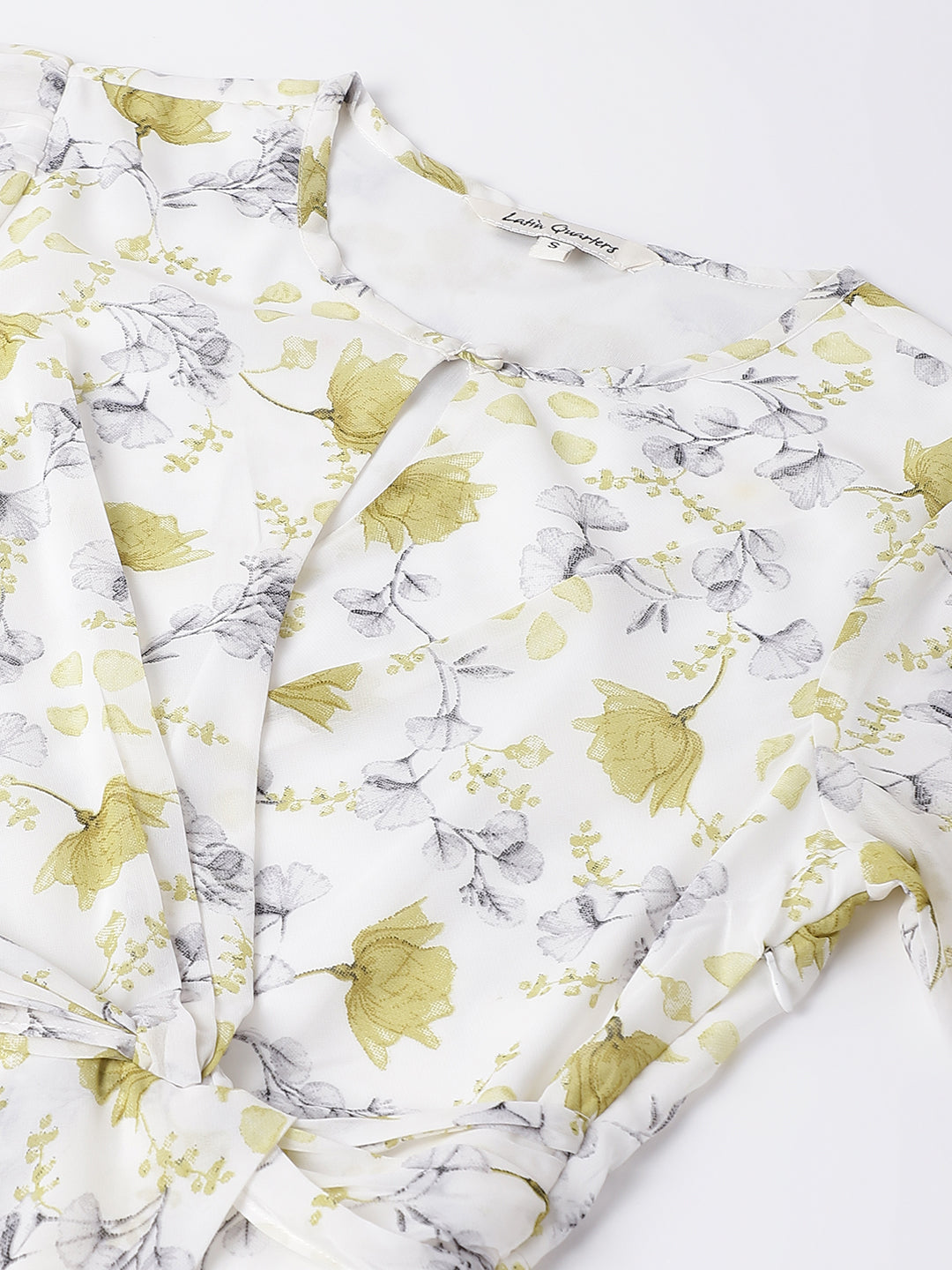 Green Half Sleeve Round Neck Floral Print Maxi Dress