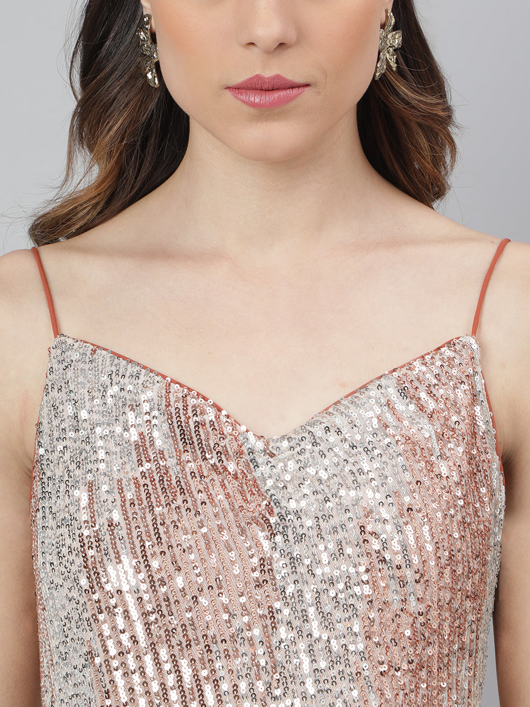 Copper No Sleeve Solid Slip Dress