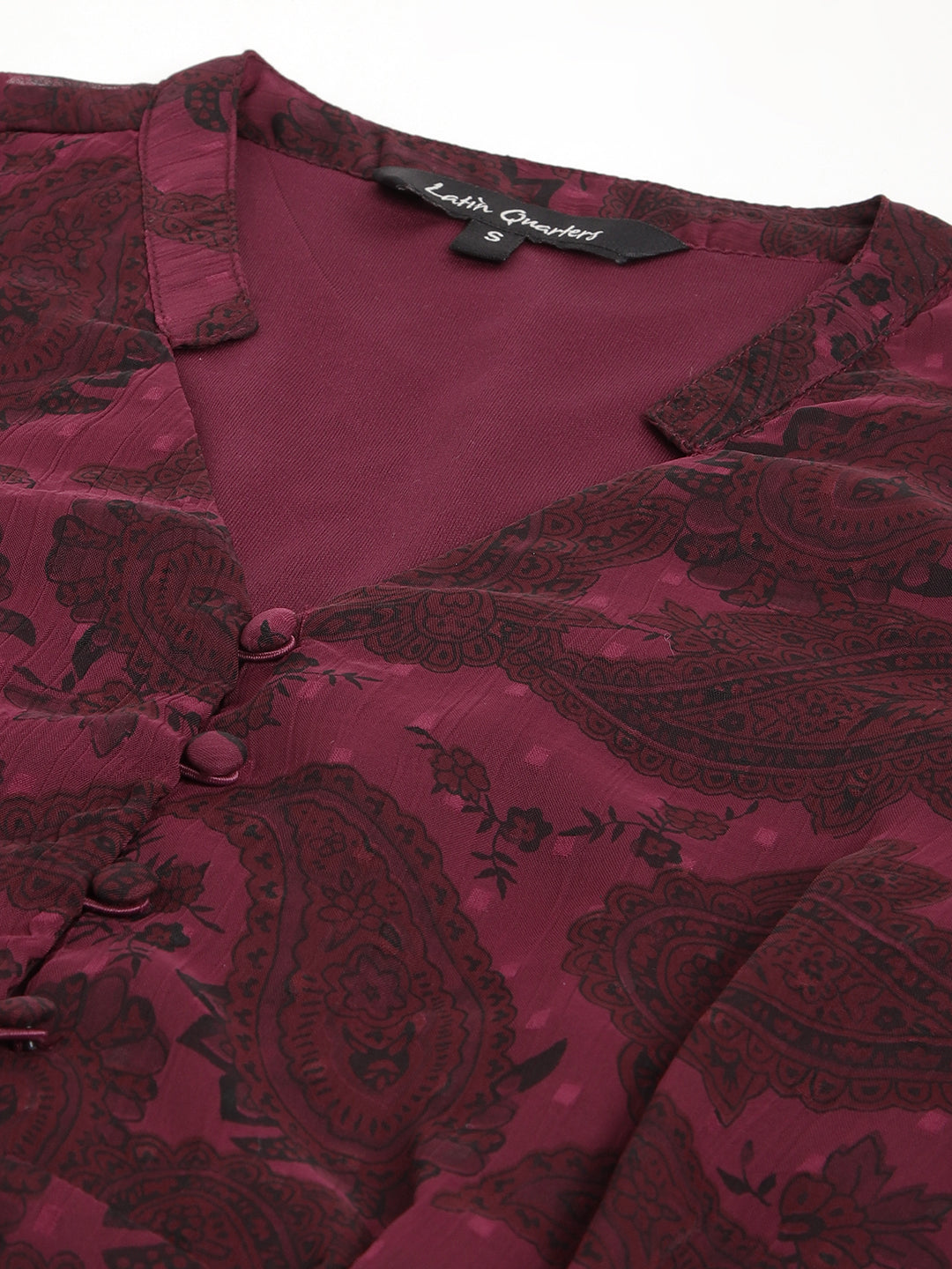 Maroon Half Sleeve V-Neck Women High Low Dress