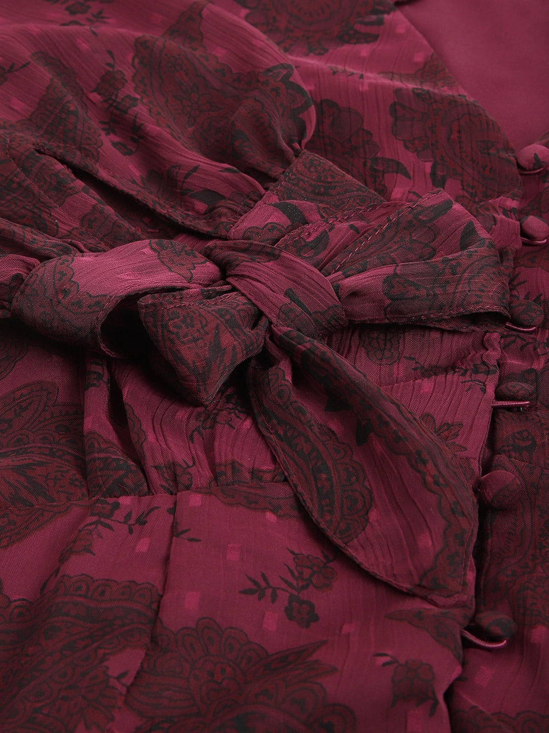 Maroon Half Sleeve V-Neck Women High Low Dress