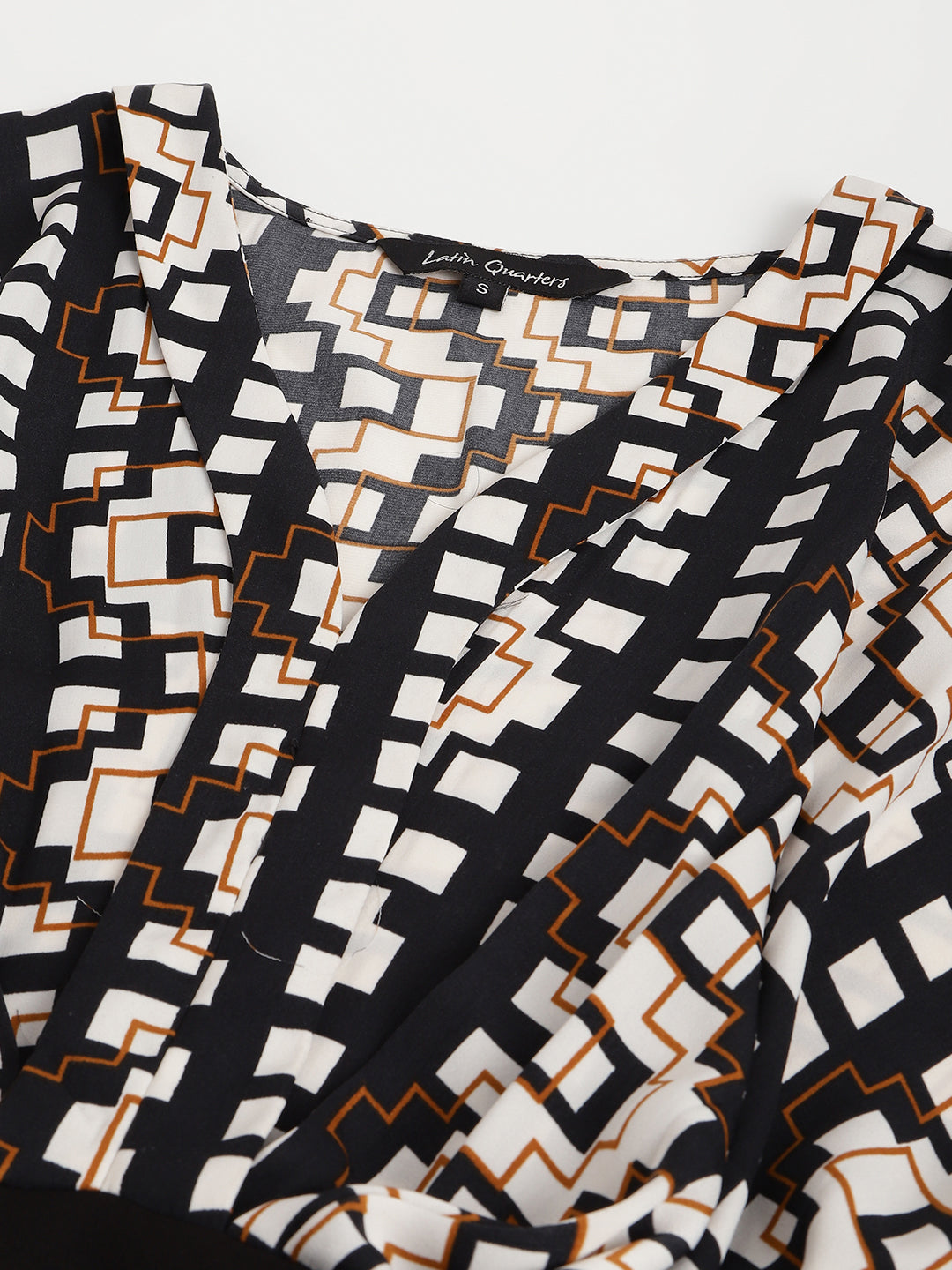 Black Half Sleeve V-Neck Printed 2 Fir 1 Dress